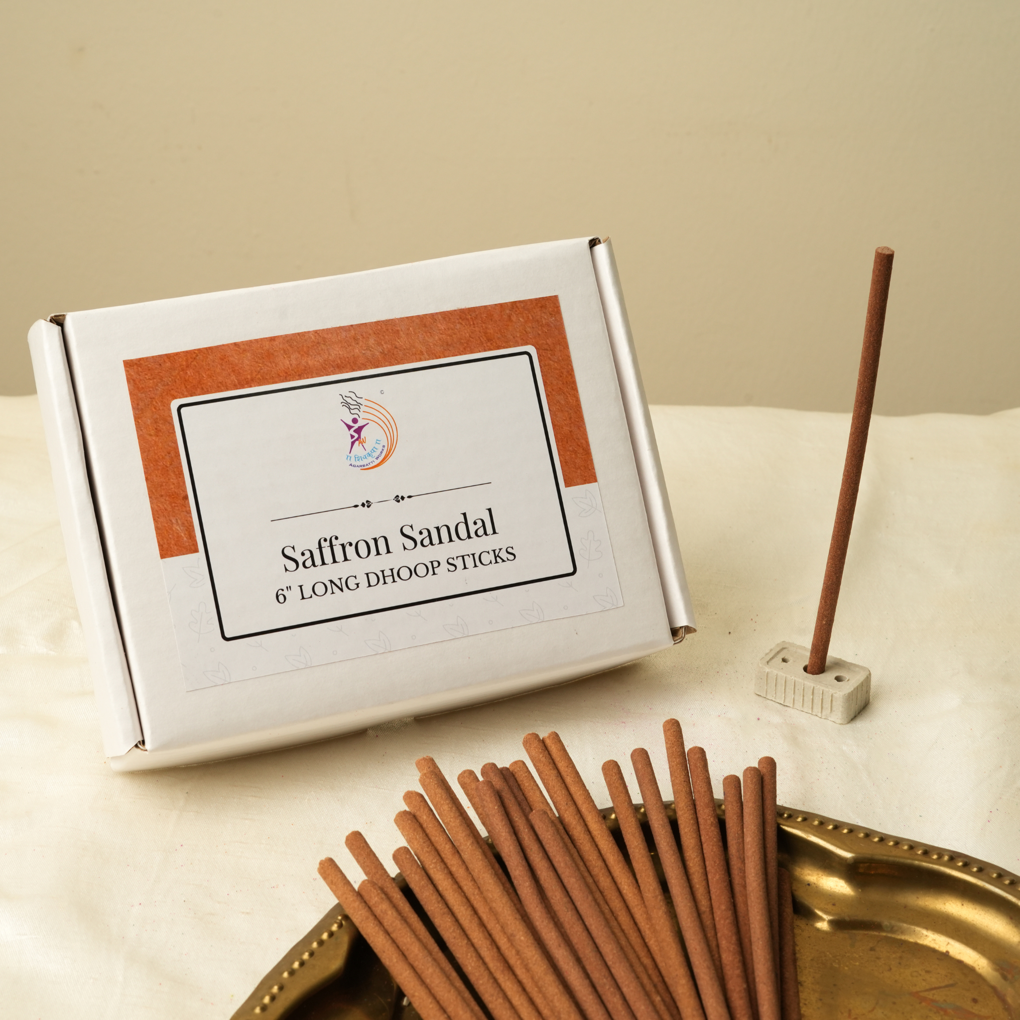Saffron Sandal 6" Long Dhoop Sticks